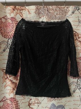 Soaked in Luxury Black Lace Boatneck Blouse